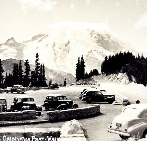 RPPC Mount Rainier Observatory Antique Cars Ellis 1920s Washington Pac NW PCBG6C