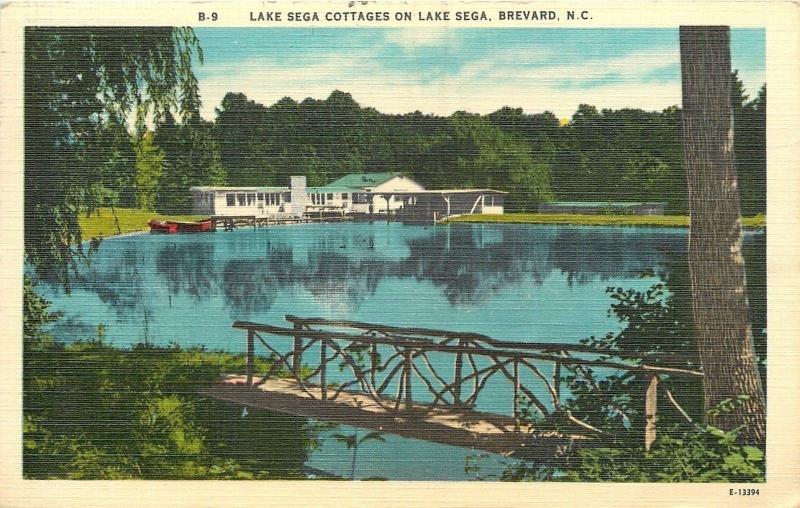 Brevard North Carolina Lake Sega Cottages Rustic Bridge 1950 Linen