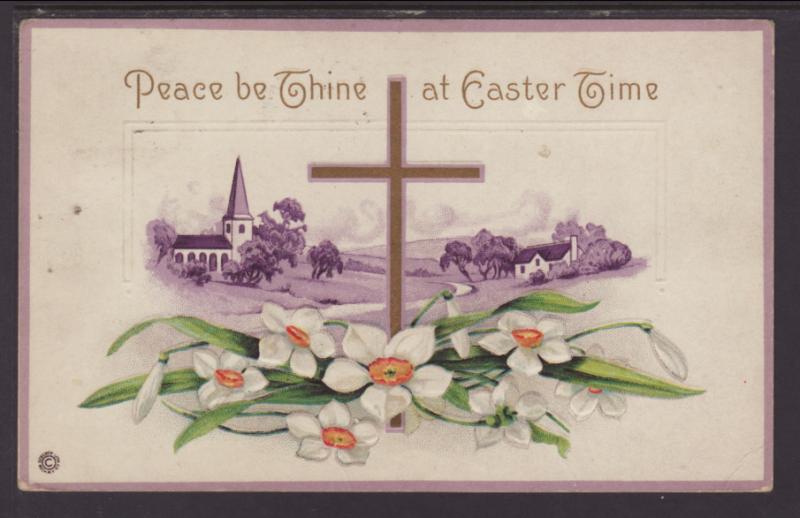 Peace Be Thine at Easter,Cross,Flowers Postcard