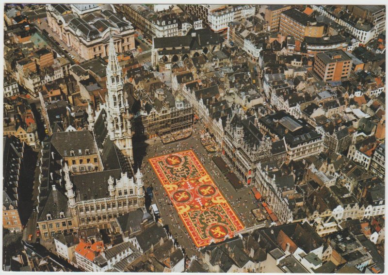 Belgium Brussels Market Place Flower Carpet Grand Place Tapis de fleurs Postcard