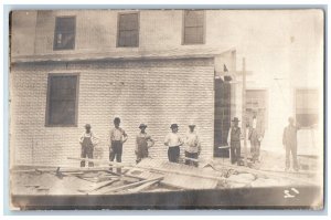 Men Postcard RPPC Photo Construction Workers Occupational c1910's Antique