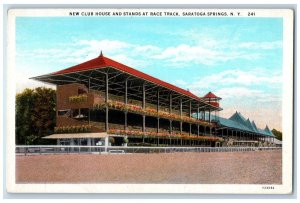 c1920 New Club House Stands Race Track Derby Saratoga Springs New York Postcard
