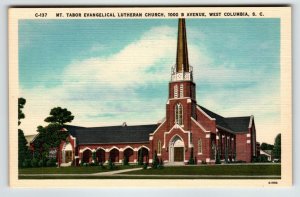 Mt. Tabor Lutheran Church West Columbia South Carolina Postcard Linen Unposted