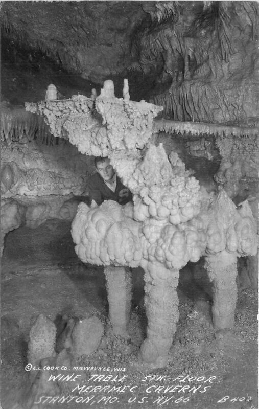 1940s Wine Table Meramec Caverns Stanton Missouri RPPC Route 66 Postcard 6794