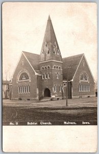Malvern Iowa c1910 RPPC Real Photo Postcard Baptist Church