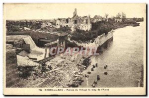 Old Postcard Militaria Berry au Bac Village Ruins along the Asine