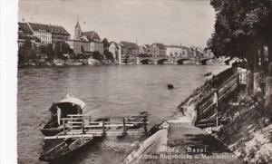 Switzerland Basel Mittlere Rheinbruecke und Martinskirche 1946 Photo
