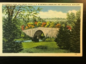 Vintage Postcard 1951 Stone Arch Bridge U.S. 40 Cumberland Grantsville Maryland