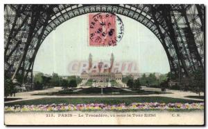 Old Postcard Paris Trocadero seen on the Eiffel Tower