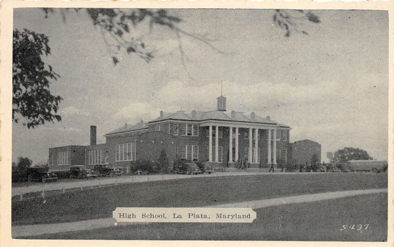 F52/ La Plata Maryland Postcard c1940s High School Building