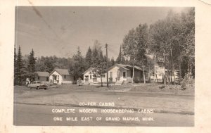 Vintage Postcard Real Photo Go-Fer Cabins Housekeeping Marais Minnesota MN RPPC