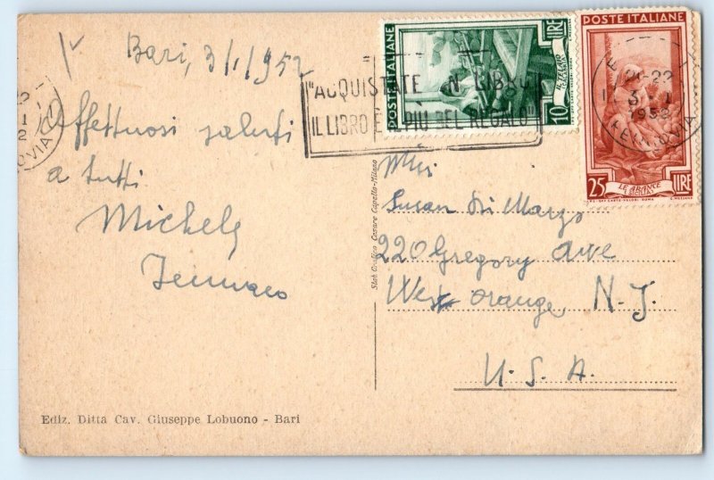 Bari Apulia Italy Postcard Corso Cavour and Lungomare Commodity Exchange 1952