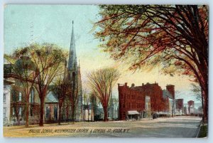 Utica New York Postcard Balliol School Westminster Church Genesee St 1908 Posted