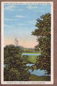 Brooklyn MI Mich 1949 Irish Hills Observatory Tower Kelly Knoll Postcard Jackson