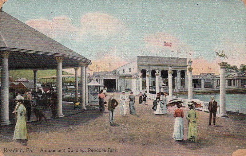 Postcard Amusement Building Pendora Park Reading PA