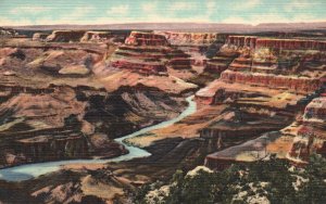 Vintage Postcard Looking North From Watchtower Desert Canyon View Colorado River