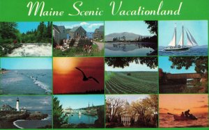 VINTAGE POSTCARD 12 MULTI-VIEW IMAGES OF MAINE SCENIC VACATIONLAND