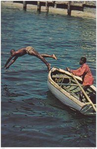 Native Boy dives for a coin , Nassau , Bahamas , 40-60s