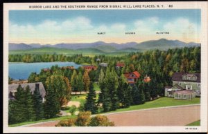 New York LAKE PLACID Mirror Lake The Southern Range from Signal Hill - LINEN