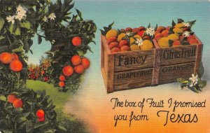 Texas TX   BOX OF CITRUS FRUIT I PROMISED Oranges 1946 Linen Ag/Farming Postcard