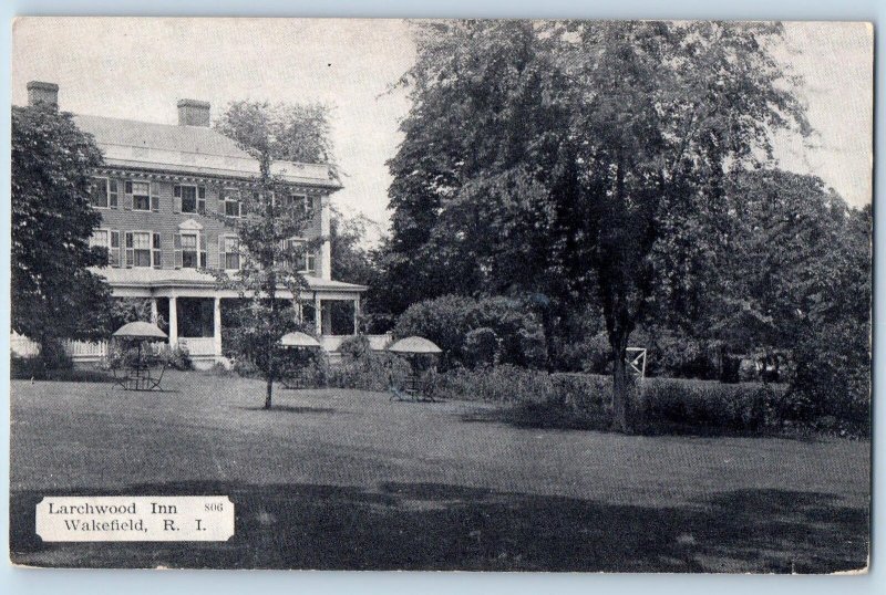 c1910 Larchwood Inn & Restaurant Building Ground Wakefield Rhode Island Postcard