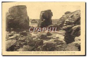 Postcard Old Plougasnou Waves effect in the Rocks & # 39ile virgin