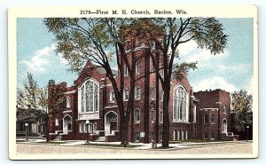 RACINE, WI Wisconsin ~  FIRST METHODIST EPISCOPAL CHURCH  c1910s Postcard