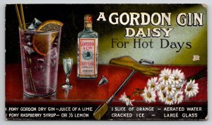 Gordon Dry Gin Daisy For Hot Days Recipe Advertising Unp Postcard O30