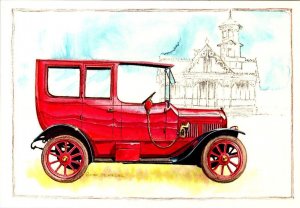 Artist's View  1920 DATSUN MODEL 41~5 Seat Sedan  4X6 Continental Car Postcard