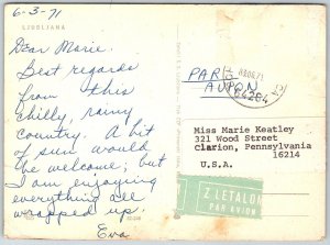 Ljubljana Slovenia 1971 Continental Postcard City View