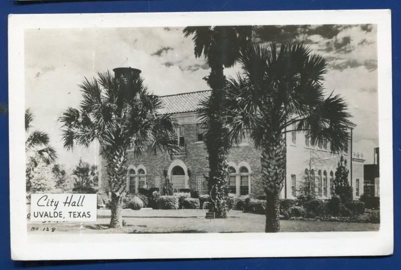 Uvalde Texas tx City Hall real photo postcard RPPC