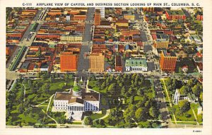 Airplane view of capital and business section Looking up Main Street Columbia...