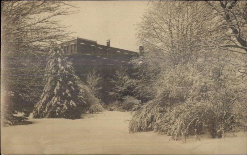 Haverhill MA Bldg in Winter c1910 Real Photo Postcard
