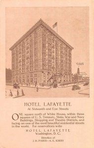 Washington DC Hotel Lafayette Vintage Postcard AA29373