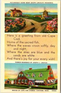 Postcard HOUSE SCENE Cape Cod Massachusetts MA AM7770