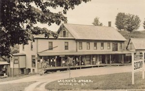 Calais VT Post Office & Lackey's Store Socony Gas Real Photo Postcard