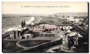 Old Postcard Dieppe Casino and the Beach took Vieux Chateau