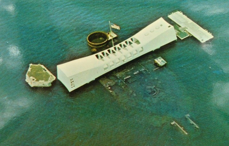 World Famous USS Arizona Memorial Pearl Harbor Honolulu Hawaii Vintage Postcard