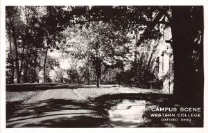 Ohio Postcard Real Photo RPPC c1940 OXFORD Campus Scene Western College 12