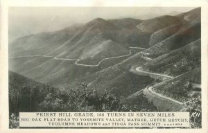 Postcard RPPC California Yosemite NP 1940s Priest Hill Grade Big Old 23-8266