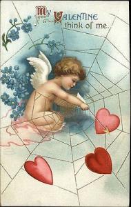 Ellen Clapsaddle Valentine - Cupid in Spider Web c1910 Po...