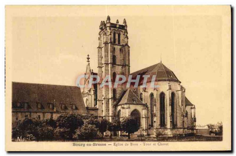 Old Postcard Bourg en Bresse Brou Church Tower and Chavet