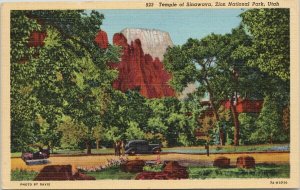 Temple of Sinawava Zion National Park UT Utah Linen Postcard F42