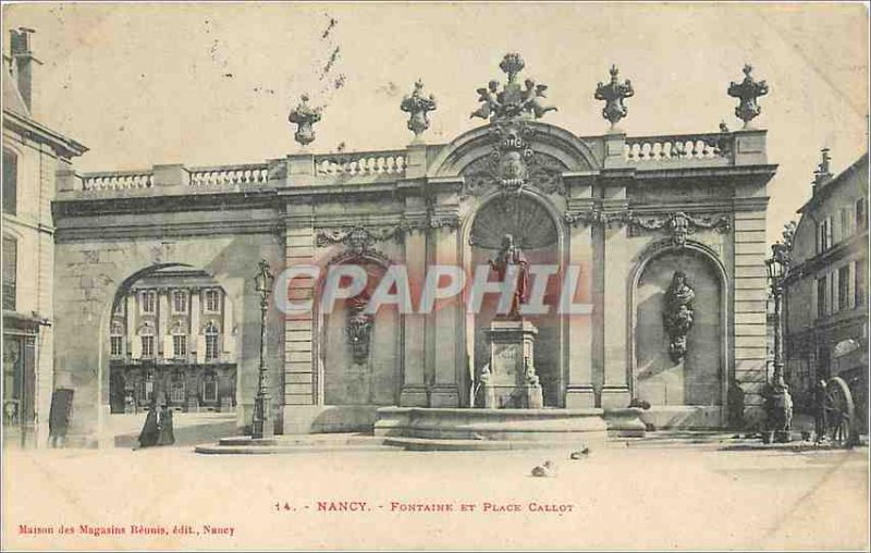 Old Postcard Nancy Fountain Square and Callot