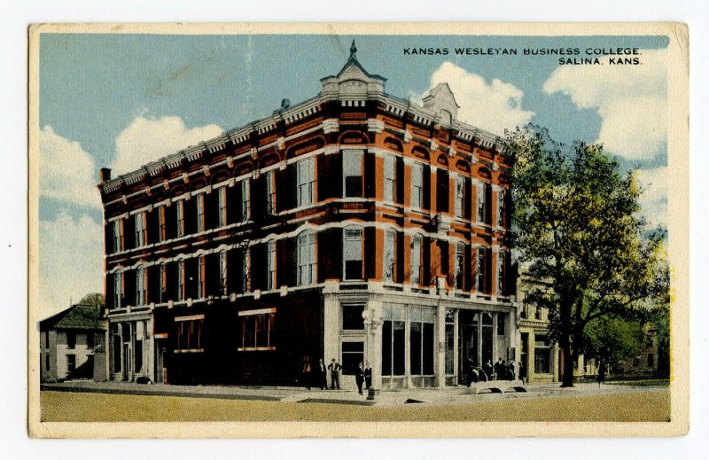 Postcard Kansas Wesleyan Business College Salina Kans. Kansas Standard View Card 