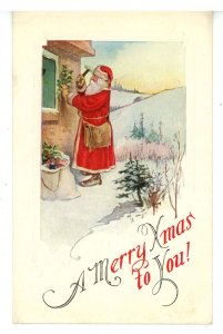 Greeting - Christmas. Santa Claus in Red Robe 