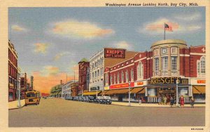 Washington Avenue Kresge Knepp Department Store Bay City Michigan linen postcard