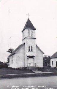 Wisconsin Shell Lake St Johns Lutheran Church Real Photo RPPC