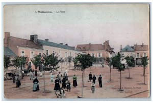 Malicorne-sur-Sarthe France Postcard Crowd At The Park Scene c1910 Antique