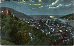 postcard Germany - Heidelberg at night